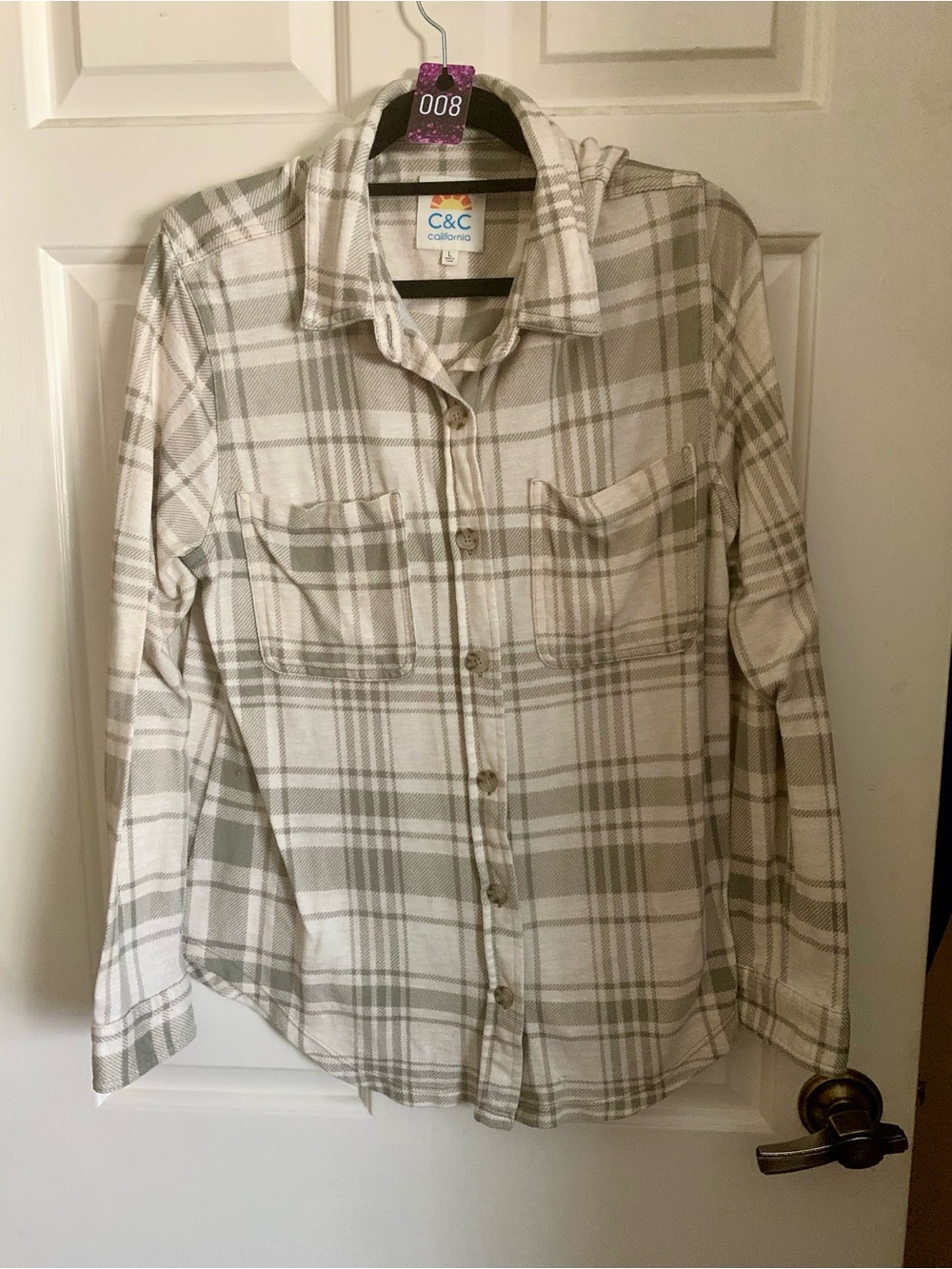 C&C California Cream & Beige Plaid Shirt